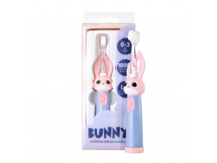 VITAMMY Bunny Sonická zubná kefka pre deti s LED svetlom a nanovláknami, 0-3 roky, ružová