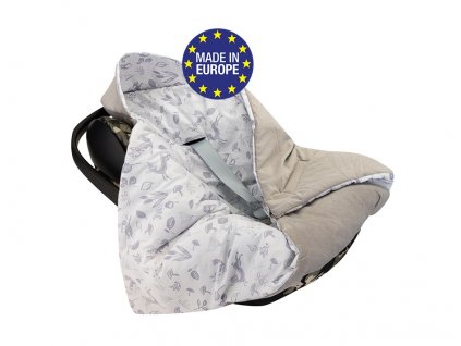Bomimi Deka do autosedačky VELVET LESNÉ ZVIERATKÁ, SIVÁ