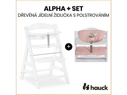 Hauck Alpha+ set 2v1 drevená stolička, white + poťah Sweety