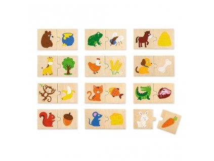 Drevené puzzle Viga Kŕmenie zvierat - 53109