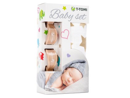 T-TOMI BABY SET - Beige stars