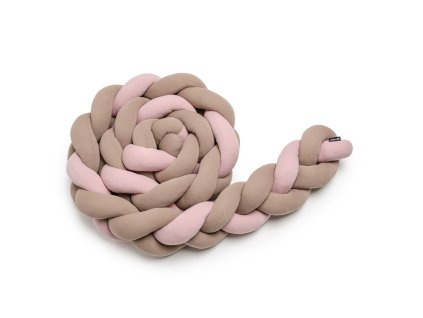 T-TOMI Pletený mantinel 360 cm Pink + Mocca