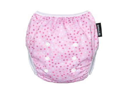 T-TOMI Plienkové plavky s volánom Pink dots