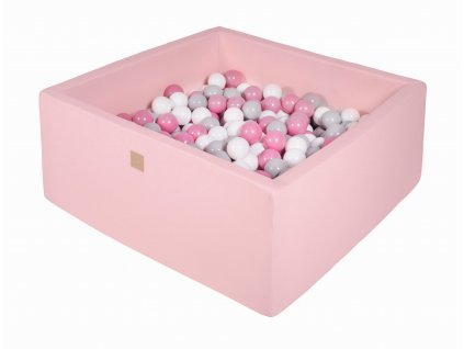 Suchý bazének s míčky 90x90x40cm s 200 míčky, čtvercový, růžový: bílá, šedá, růžová