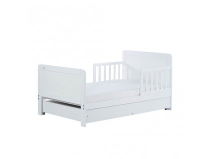 Detská posteľ so zábranou a šuplíkom Drewex Olek 140x70 cm biela - 53140