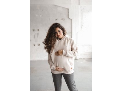 Tehotenská a dojčiaca mikina Motherhood oversize milk & love béžová, L - 52769