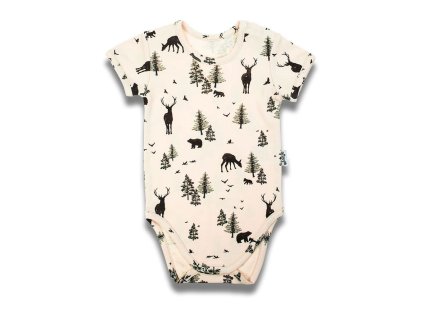 Dojčenské bavlnené body s krátkym rukávom Nicol Bambi, 80 (9-12m) - 53840