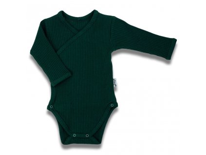 Dojčenské bavlnené body s bočným zapínaním dlhý rukáv Nicol Bambi zelená, 62 (3-6m) - 53949