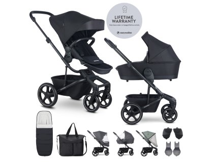 EASYWALKER Kočík kombinovaný Harvey⁵ Midnight Black XXL RWS + volant ZDARMA