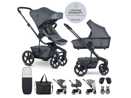 EASYWALKER Kočík kombinovaný Harvey⁵ Premium Mineral Grey XXL RWS + volant ZDARMA