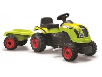 Šliapací traktor CLAAS zelený s vozíkom