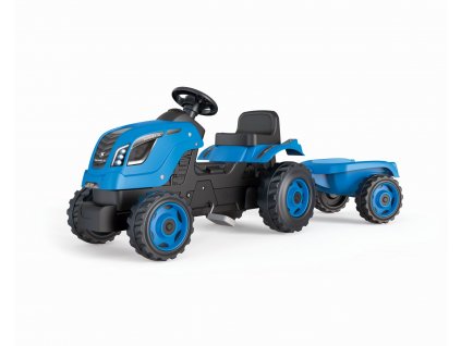 Šliapací traktor Farmer XL modrý s vozíkom