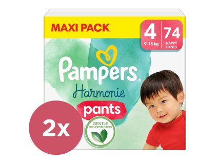 2x PAMPERS Nohavičky plienkové Harmonie Pants veľ. 4 (74 ks) 9-15 kg