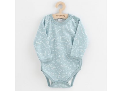 Dojčenské body celorozopínacie New Baby Classic II dino mätový, 56 (0-3m) - 54447
