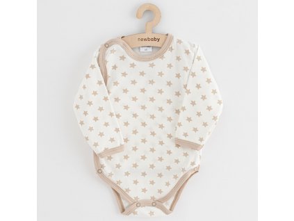 Dojčenské body celorozopínacie New Baby Classic II hviezdy béžové, 68 (4-6m) - 54469