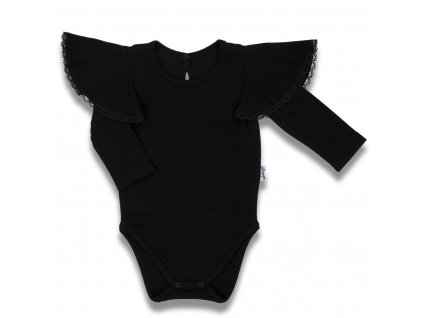 Dojčenské body s dlhým rukávom Nicol Viki čierne, 80 (9-12m) - 55239