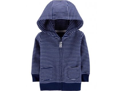 CARTER'S Mikina na zips s kapucňou Strips Blue chlapec 18 m /veľ. 86