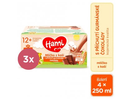 3x HAMI Mliečko s kašou s príchuťou gurmánskej čokolády 4x250 ml