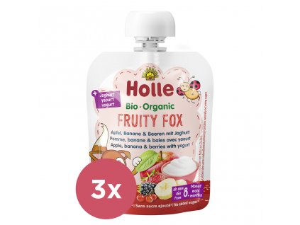 3x HOLLE BIO Fruity fox - detské ovocné pyré s jogurtom 85 g