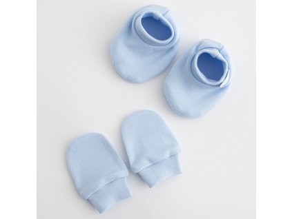 Dojčenský bavlnený set-capačky a rukavičky New Baby modrá 0-6m, 0-6 m - 54885