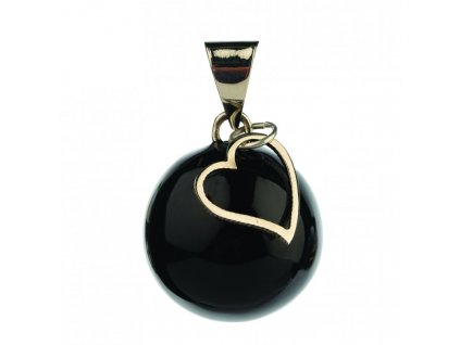 Tehotenská rolnička ESSENTIALS Black with heart charm
