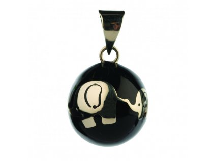 Tehotenská rolnička ESSENTIALS Black with golden elephant