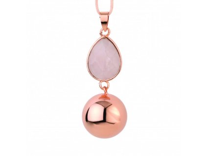 Tehotenská rolnička FANTASY Rose gold faceted pink drop