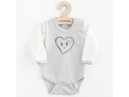 Dojčenské bavlnené body s dlhým rukávom New Baby Srdiečka, 68 (4-6m) - 55403