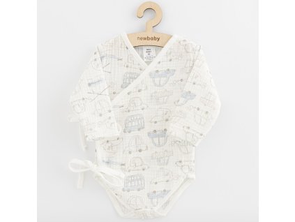 Dojčenské mušelínové body s bočným zaviazovaním New Baby My Cars, 68 (4-6m) - 55345