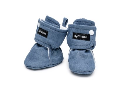 T-TOMI Capačky Washed DENIM (3-6 mesiacov)
