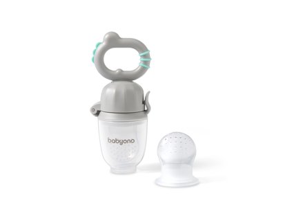 BABYONO Cumlík silikónový na kŕmenie Dino grey 6m+