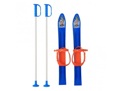 Detské lyže s viazaním a palicami Baby Mix 60 cm modré - 49360