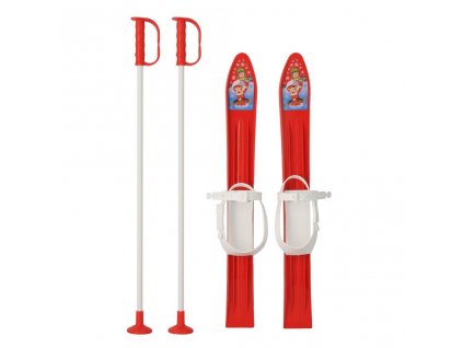 Detské lyže s viazaním a palicami Baby Mix 60 cm červené - 49361