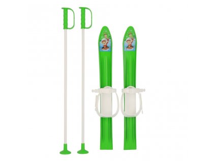 Detské lyže s viazaním a palicami Baby Mix 60 cm zelené - 49362