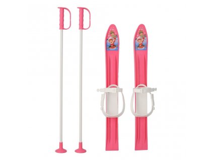 Detské lyže s viazaním a palicami Baby Mix 60 cm ružové - 49363