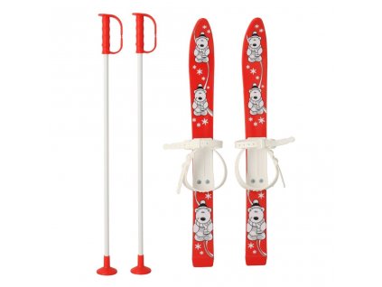 Detské lyže s viazaním a palicami Baby Mix 70 cm červené - 49385