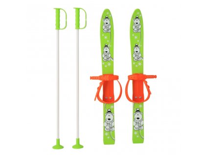 Detské lyže s viazaním a palicami Baby Mix 70 cm zelené - 49386
