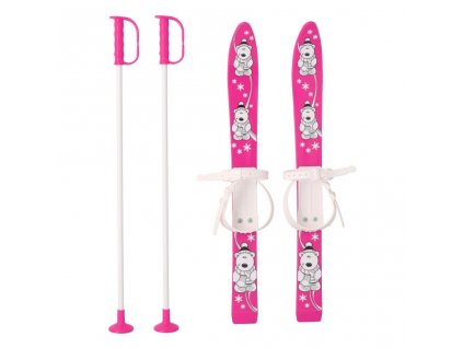 Detské lyže s viazaním a palicami Baby Mix 70 cm ružové - 49387