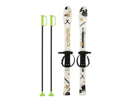 Detské lyže s viazaním a palicami Baby Mix 90 cm biele - 49396
