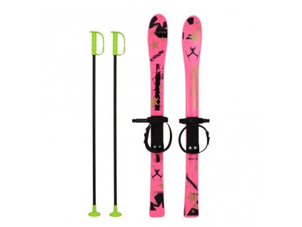 Detské lyže s viazaním a palicami Baby Mix 90 cm ružové - 49397