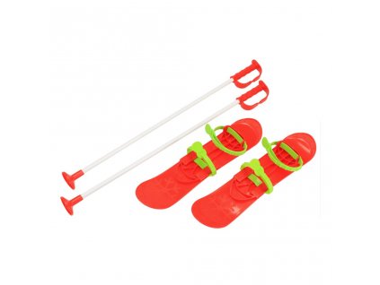 Detské lyže s viazaním a palicami Baby Mix BIG FOOT 42 cm červené - 49399
