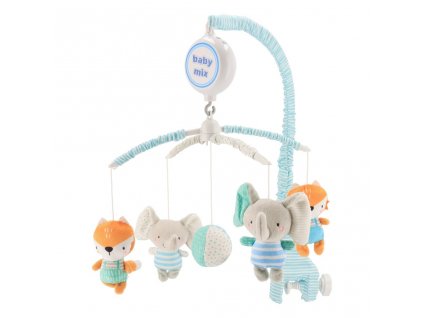 Elektronický kolotoč nad postieľku Baby Mix Slony a líšky s melódiami - 49414
