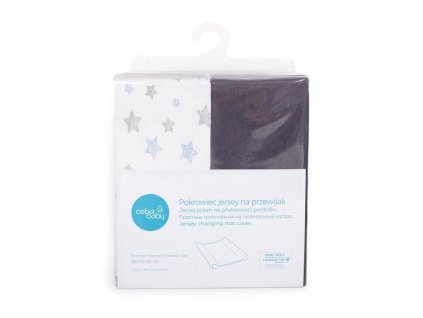 CEBA Poťah na prebaľovaciu podložku 50x70-80 cm 2 ks Dark Grey+Blue Stars