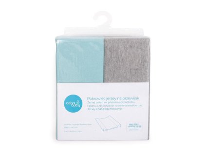CEBA Poťah na prebaľovaciu podložku 50x70-80 cm 2 ks Light Grey Melange+Turquoise