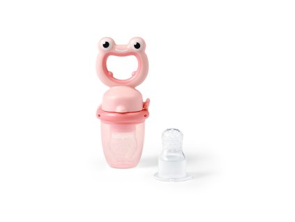 BABYONO Cumlík silikónový na kŕmenie Frog pink 6m+