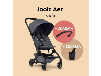 AER+ kočík | Stone Grey l SET s madlom a držiakom na nápoj