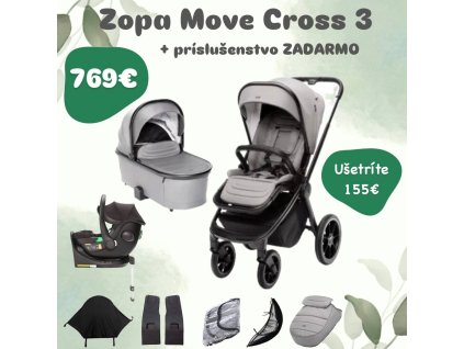 Set kočík Move Cross 3 + kompletné príslušenstvo, Metal Grey