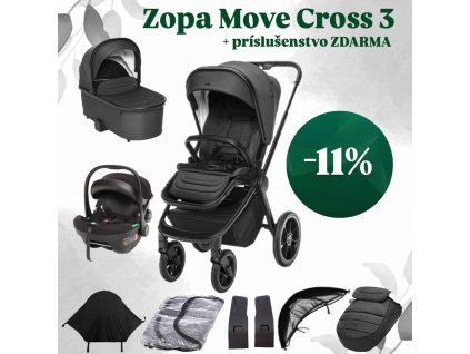 Set kočík Move Cross 3 + bohaté príslušenstvo, All Black