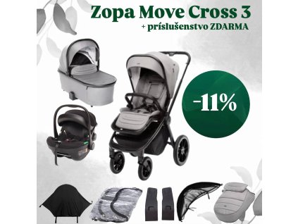 Set kočík Move Cross 3 + bohaté príslušenstvo, Metal Grey