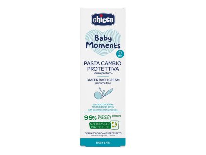 CHICCO Krém na detský zadoček Baby Moments bez parfému s 99% prírodných zložiek 100ml, 0m+